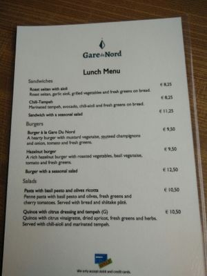 menu at Gare du Nord in Rotterdam