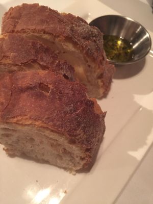 Bread with olive oil  at Gare du Nord in Rotterdam