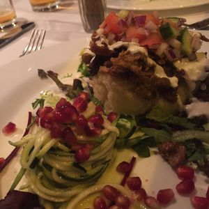 Seitan with mashed potatoesand salad at Gare du Nord in Rotterdam