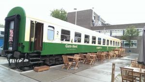 Restaurant in an old train  at Gare du Nord in Rotterdam