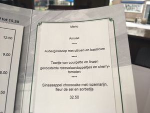 Menu at Gare du Nord in Rotterdam