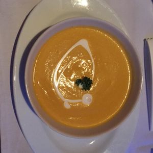 carrot and ginger soup at Gare du Nord in Rotterdam