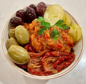 Zacusca bowl at Dacia Felix in Bucharest