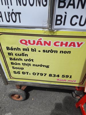 Menu on stall at Quán Chay Kinh Moi in Ho Chi Minh City