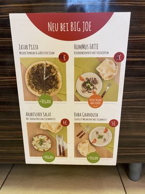 Some of the vegan dishes at Big Joe Falafel in Linz