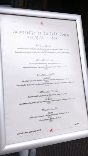 weekly menu at Cafe Stern in Linz