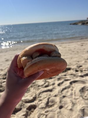 Moving mountains sausage bap   at Shacks by the Shore - Rockwater Sandbanks in Poole