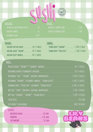 September's themed menu! at Lily Beans in Leiria