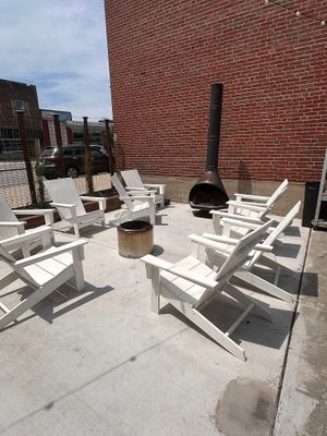 Outside fire pit  at Tiny's Coffee Bar in Gary