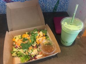 Tropical salad and green machine smoothie at The Blissful Carrot in Macau