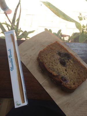 Banana Bread with tooth brush! at The Blissful Carrot in Macau