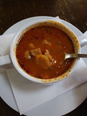 goulash soup - great at Kozmosz Vegan Etterem in Budapest