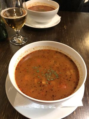 Goulash soup at Kozmosz Vegan Etterem in Budapest