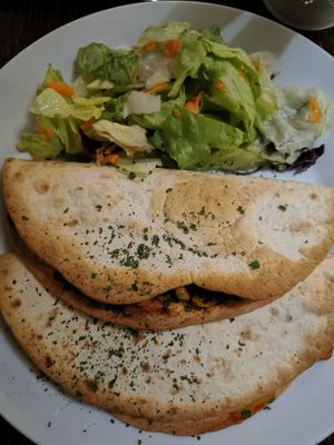 Quesadillas at Kozmosz Vegan Etterem in Budapest