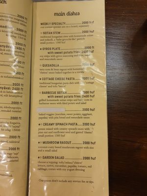 Mains at Kozmosz Vegan Etterem in Budapest