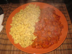 Seitan stew at Kozmosz Vegan Etterem in Budapest
