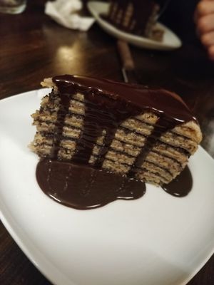 Pancake-cake 😁 at Kozmosz Vegan Etterem in Budapest