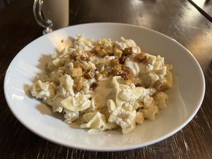 Cottage cheese pasta  at Kozmosz Vegan Etterem in Budapest