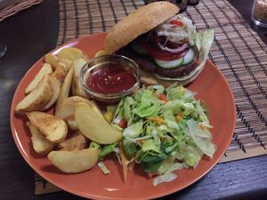   at Kozmosz Vegan Etterem in Budapest