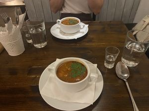 Vegan Bab Gulyás  at Kozmosz Vegan Etterem in Budapest