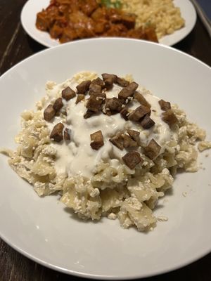 Csusza- cottage cheese pasta   at Kozmosz Vegan Etterem in Budapest