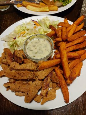 Gyros. I do not recommend this. Sauce isn't great and the salad is bland and not fresh at Kozmosz Vegan Etterem in Budapest