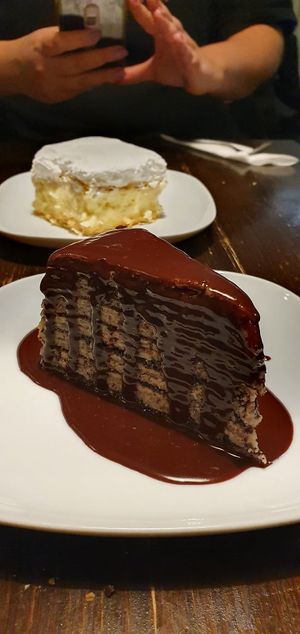 Layered pancake  at Kozmosz Vegan Etterem in Budapest