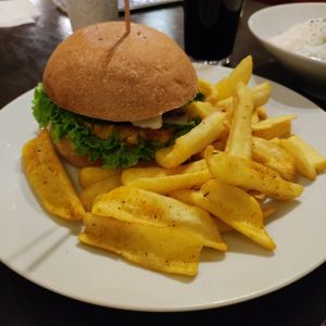 Hawaii burger 😋 at Kozmosz Vegan Etterem in Budapest
