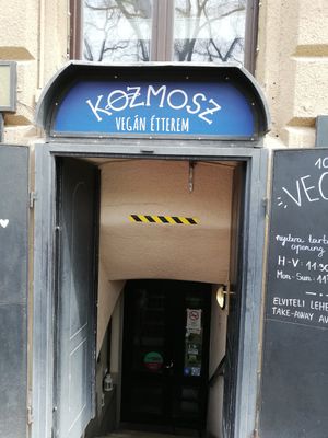Entry at Kozmosz Vegan Etterem in Budapest