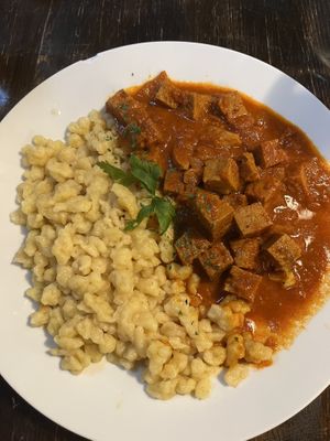 Seitan stew  at Kozmosz Vegan Etterem in Budapest