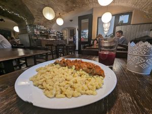 Seitan pork and dumplings at Kozmosz Vegan Etterem in Budapest