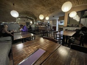 Dining  at Kozmosz Vegan Etterem in Budapest