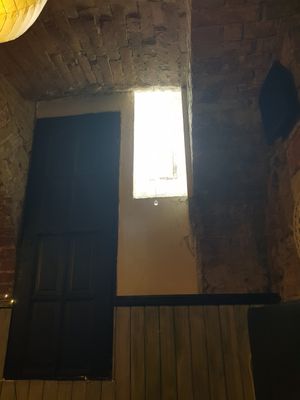 Funny "flying" doors at Kozmosz Vegan Etterem in Budapest