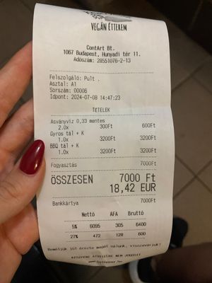  at Kozmosz Vegan Etterem in Budapest