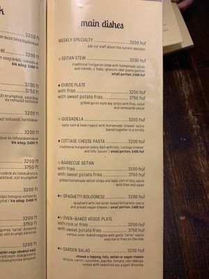  at Kozmosz Vegan Etterem in Budapest