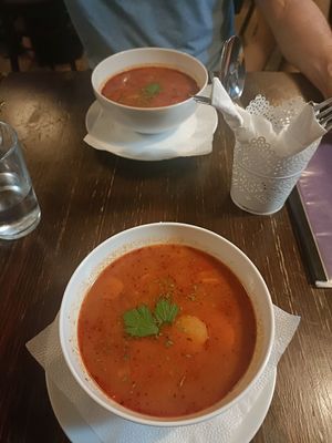 Gullash soup at Kozmosz Vegan Etterem in Budapest