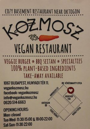 Description  at Kozmosz Vegan Etterem in Budapest