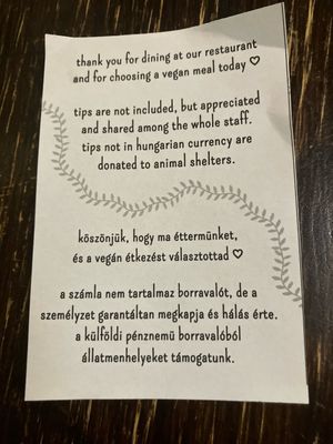   at Kozmosz Vegan Etterem in Budapest