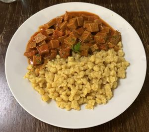 Seitan stew, didnt taste like much  at Kozmosz Vegan Etterem in Budapest