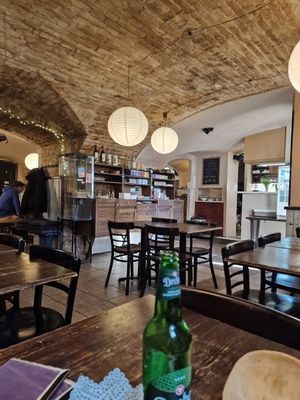 Inside at Kozmosz Vegan Etterem in Budapest