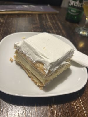 Napoleon vanilla custard pastry  at Kozmosz Vegan Etterem in Budapest