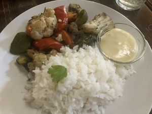 Roasted vegetable plate   at Kozmosz Vegan Etterem in Budapest