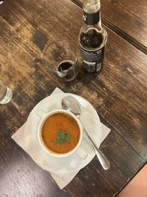 goulash soup small  at Kozmosz Vegan Etterem in Budapest