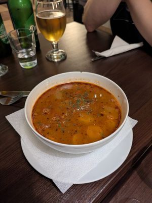 Goulash soup at Kozmosz Vegan Etterem in Budapest