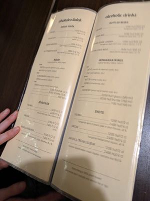 Menu at Kozmosz Vegan Etterem in Budapest