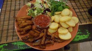 BBQ Seitan at Kozmosz Vegan Etterem in Budapest
