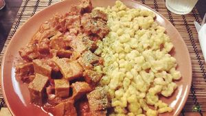 The seitan stew at Kozmosz Vegan Etterem in Budapest