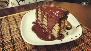 The incredible layered pancake cake at Kozmosz Vegan Etterem in Budapest