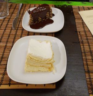 The dessert was the best part! at Kozmosz Vegan Etterem in Budapest