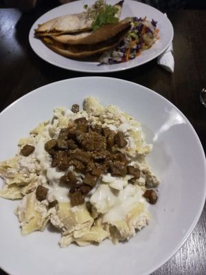 Cottage Cheese Pasta at Kozmosz Vegan Etterem in Budapest